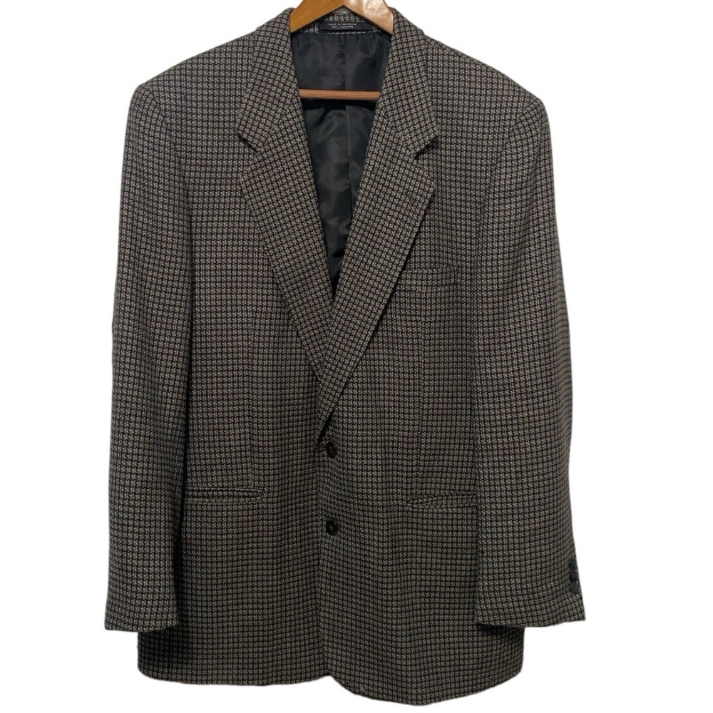 Andre Vachon 100% Lambs Wool Houndstooth Size 44L  Two Button Blazer Multicolor